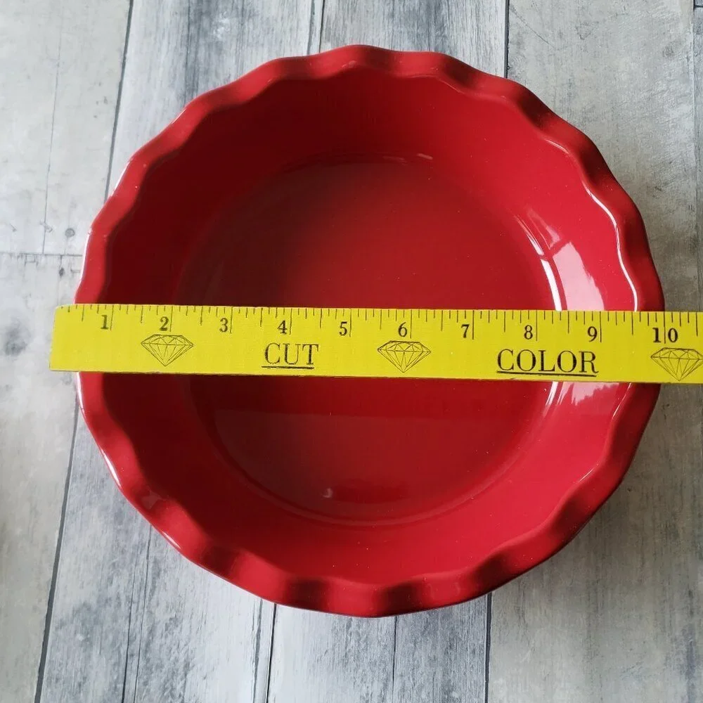 Red Emile Henry French Ceramic Artisan Ruffled Pie Dish 9 inch